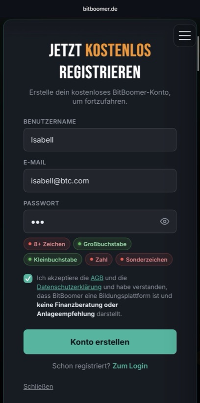 Bei BitBoomer registrieren